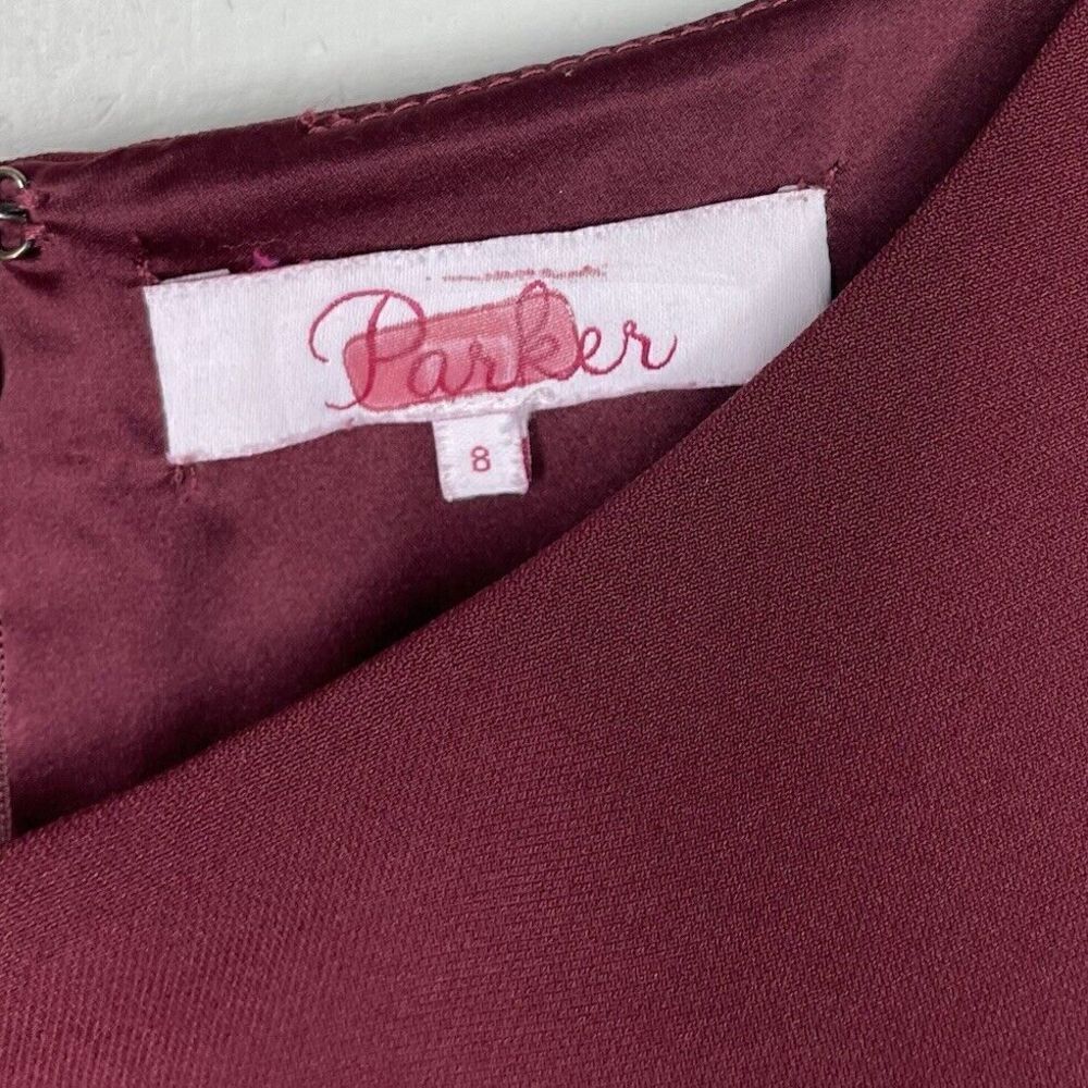 PARKER Jeanie Dress Womens 8 Sleeveless Knee Length Sheath Burgundy Red Career - Picture 8 of 10